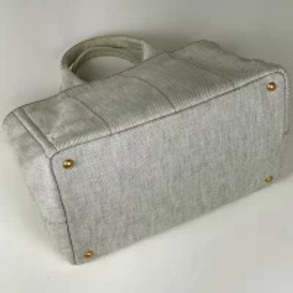 Prada Bag Tote Denim Gray 2way Canapa Shoulder Gray